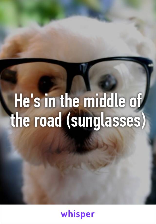 He's in the middle of the road (sunglasses)