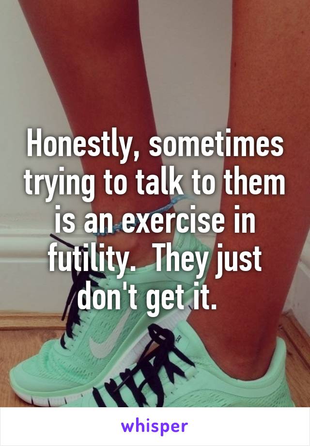 Honestly, sometimes trying to talk to them is an exercise in futility.  They just don't get it.  