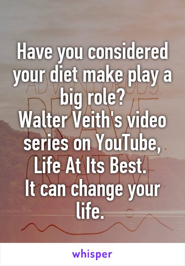Have you considered your diet make play a big role?
Walter Veith's video series on YouTube, Life At Its Best. 
It can change your life. 
