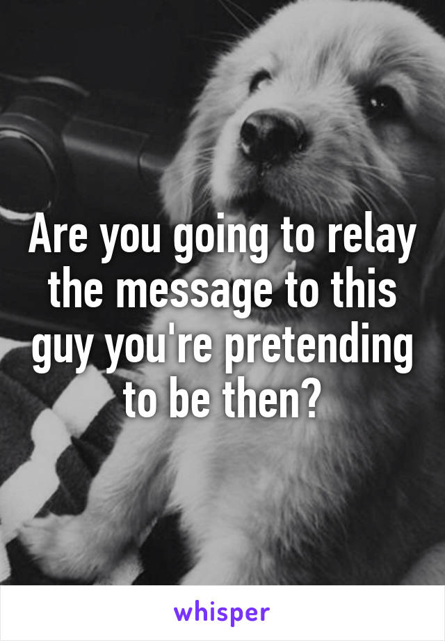 Are you going to relay the message to this guy you're pretending to be then?