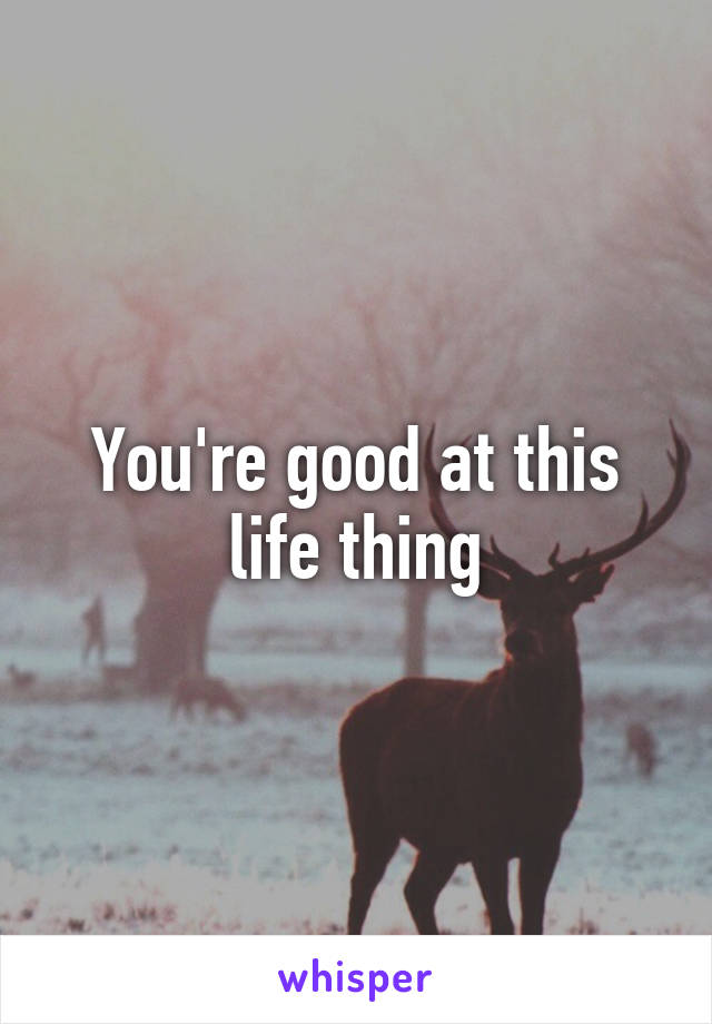You're good at this life thing
