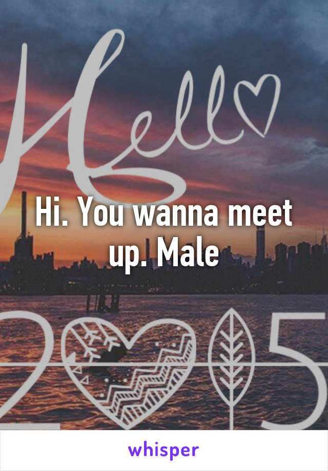 Hi. You wanna meet up. Male