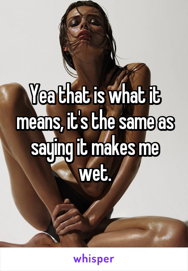 Yea that is what it means, it's the same as saying it makes me wet.