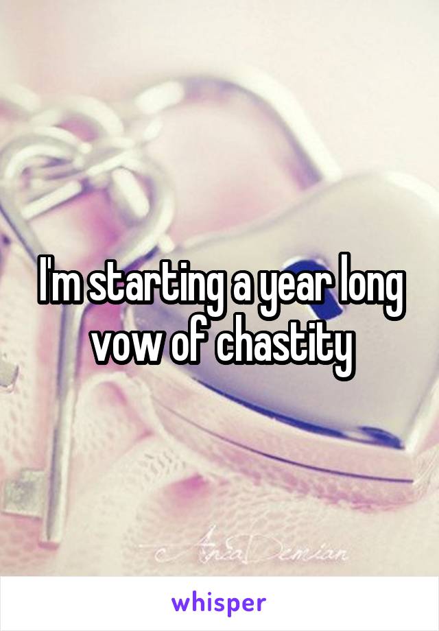 I'm starting a year long vow of chastity