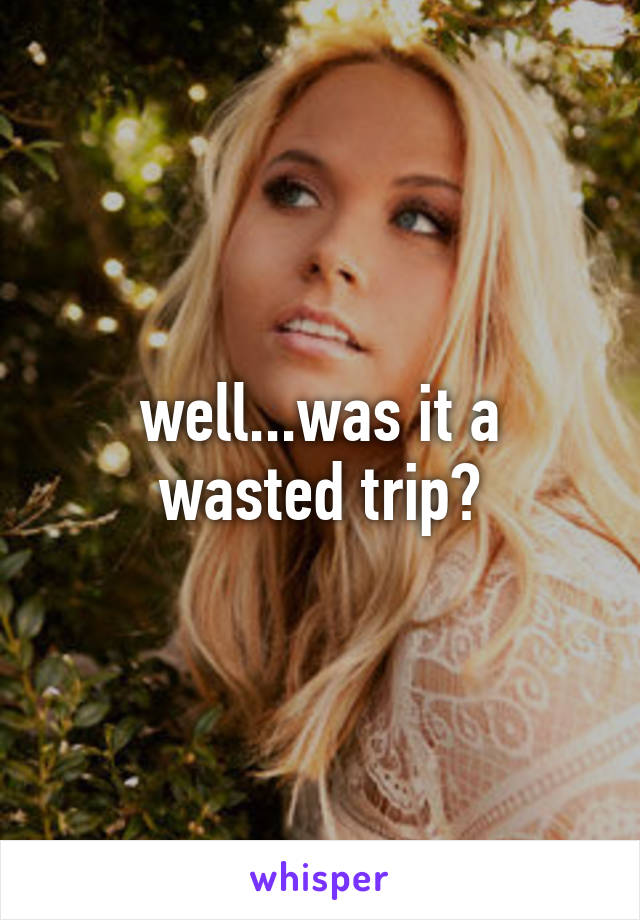 well...was it a wasted trip?