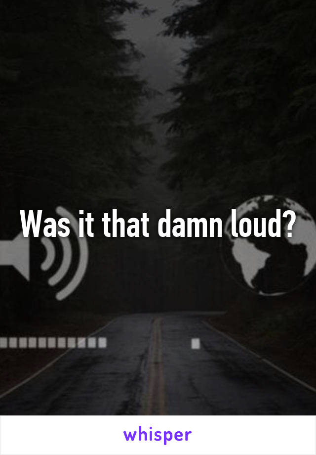 Was it that damn loud?