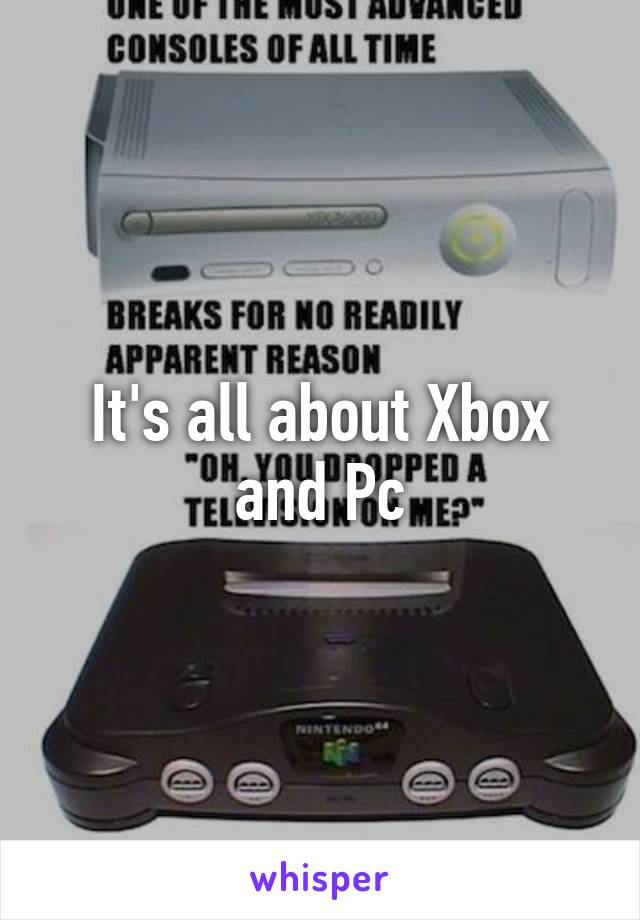 It's all about Xbox and Pc