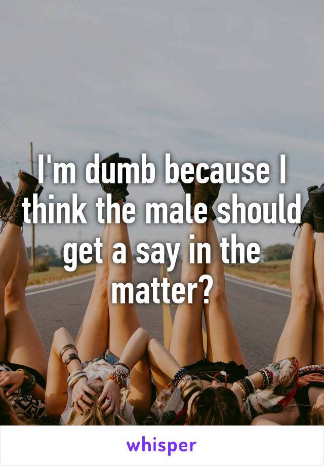 I'm dumb because I think the male should get a say in the matter?