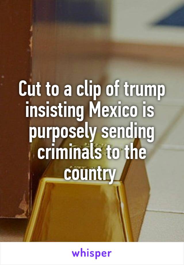 Cut to a clip of trump insisting Mexico is  purposely sending criminals to the country 