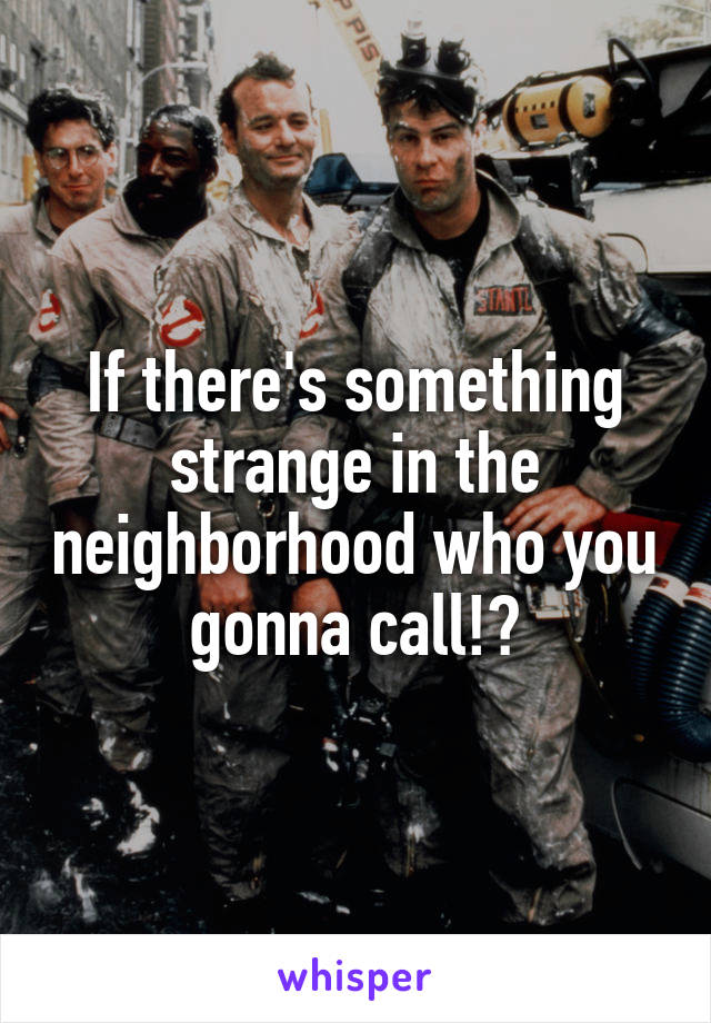 If there's something strange in the neighborhood who you gonna call!?