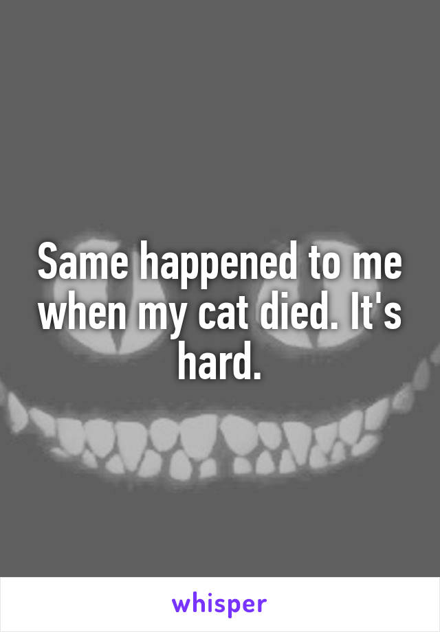 Same happened to me when my cat died. It's hard.