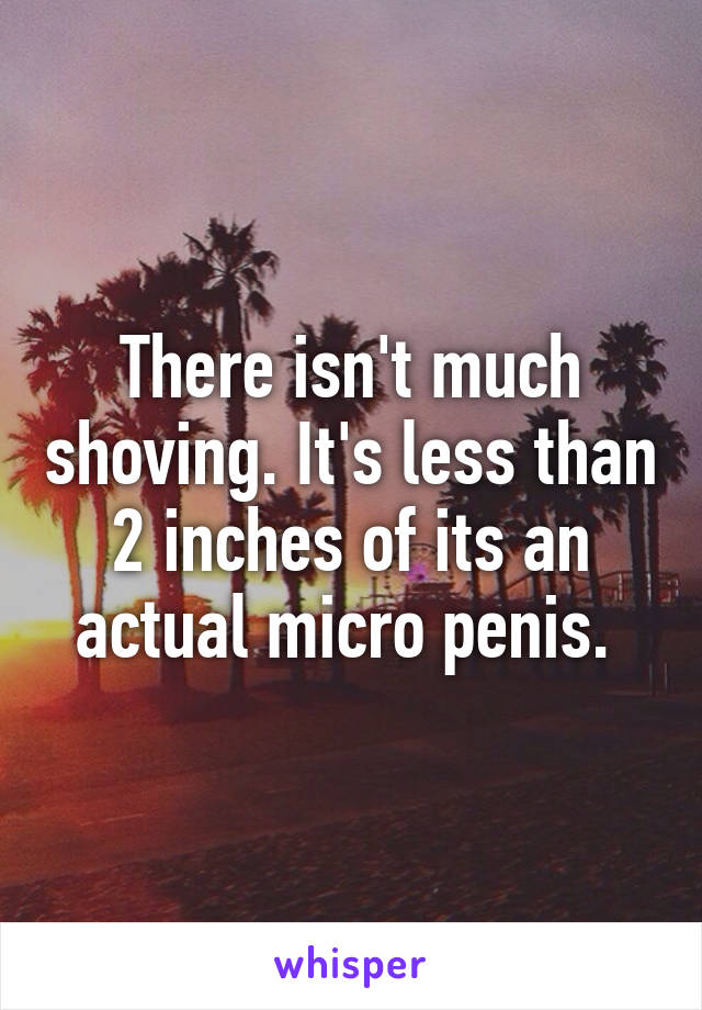 There isn't much shoving. It's less than 2 inches of its an actual micro penis. 
