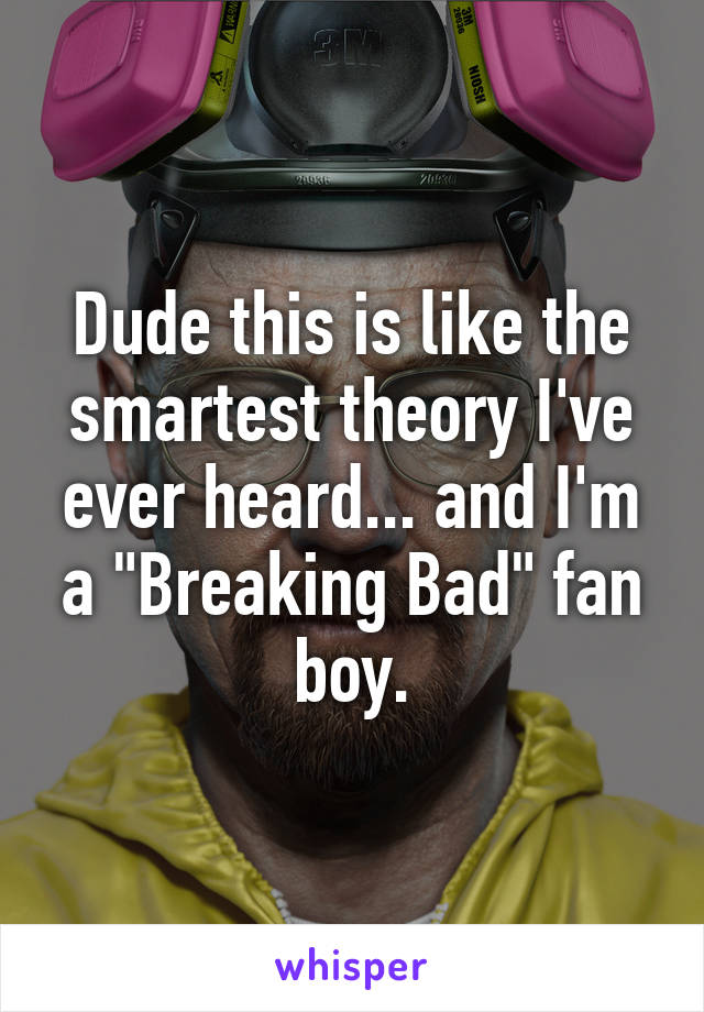 Dude this is like the smartest theory I've ever heard... and I'm a "Breaking Bad" fan boy.