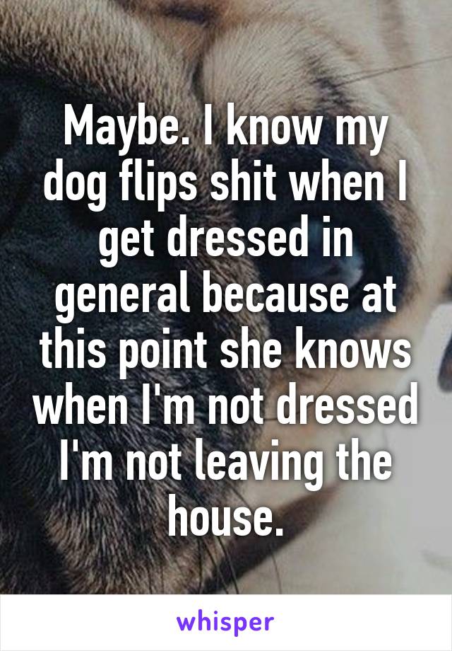 Maybe. I know my dog flips shit when I get dressed in general because at this point she knows when I'm not dressed I'm not leaving the house.