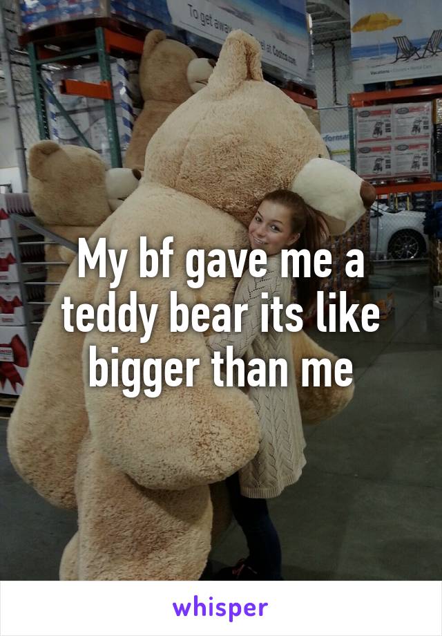 My bf gave me a teddy bear its like bigger than me