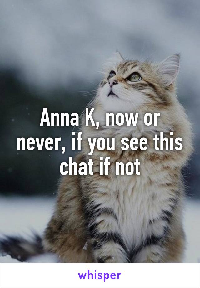 Anna K, now or never, if you see this chat if not