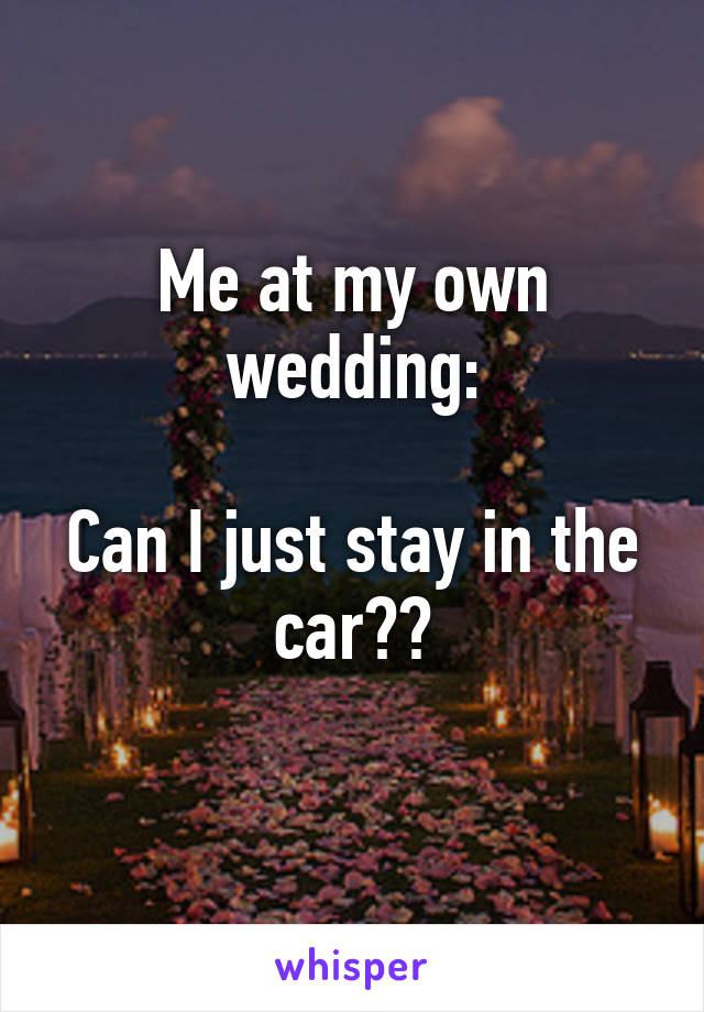 Me at my own wedding:

Can I just stay in the car??
