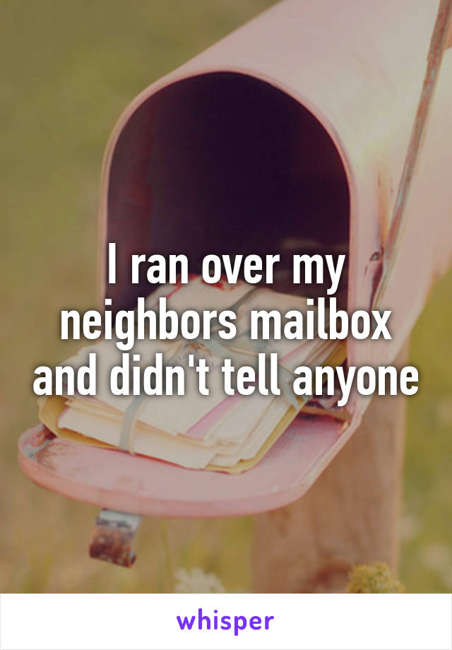 I ran over my neighbors mailbox and didn't tell anyone