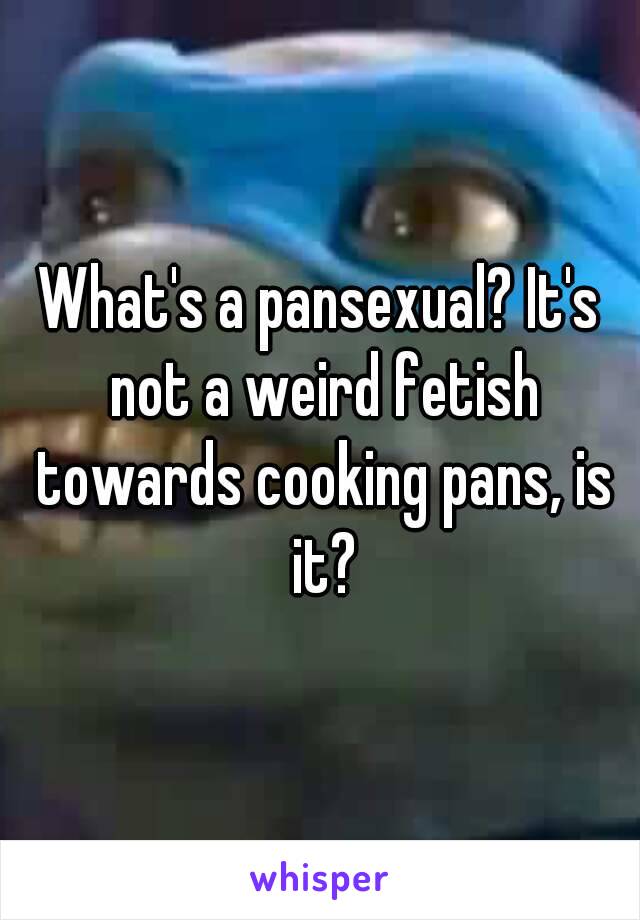 What's a pansexual? It's not a weird fetish towards cooking pans, is it?