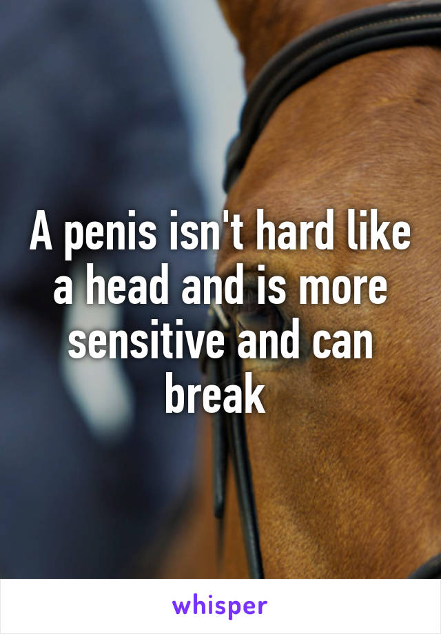 A penis isn't hard like a head and is more sensitive and can break 