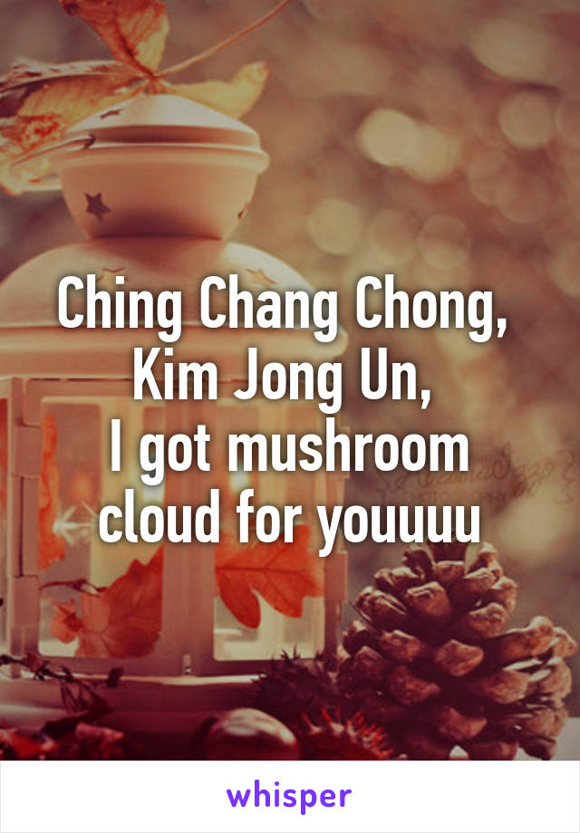 Ching Chang Chong, 
Kim Jong Un, 
I got mushroom cloud for youuuu