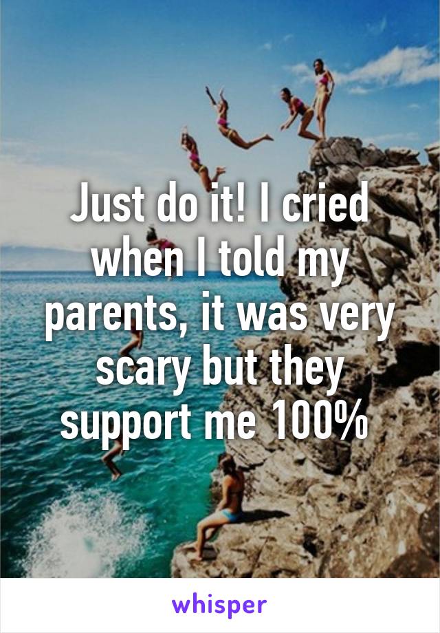 Just do it! I cried when I told my parents, it was very scary but they support me 100% 