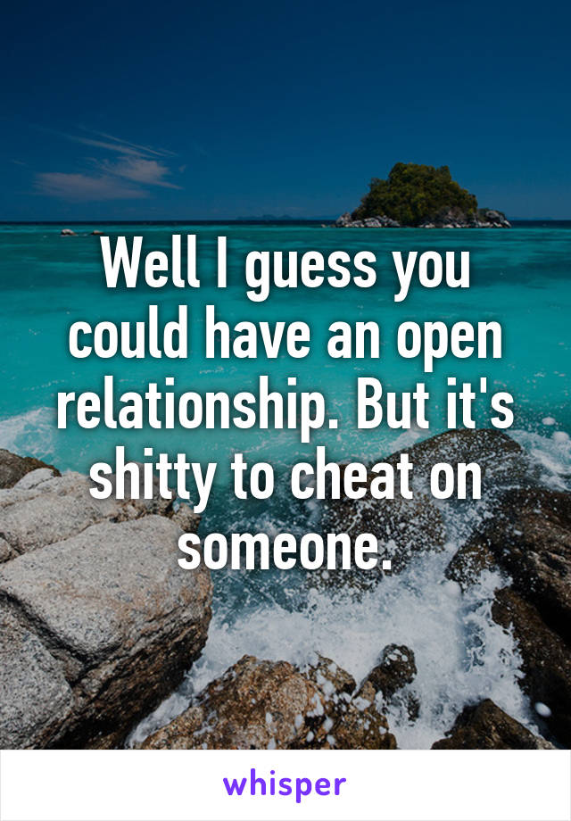 Well I guess you could have an open relationship. But it's shitty to cheat on someone.