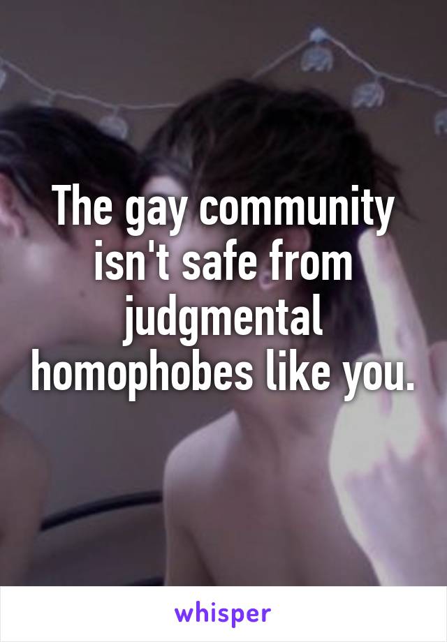The gay community isn't safe from judgmental homophobes like you. 