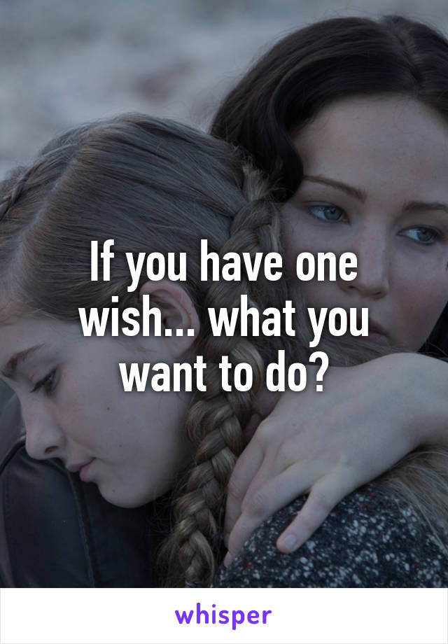 If you have one wish... what you want to do?