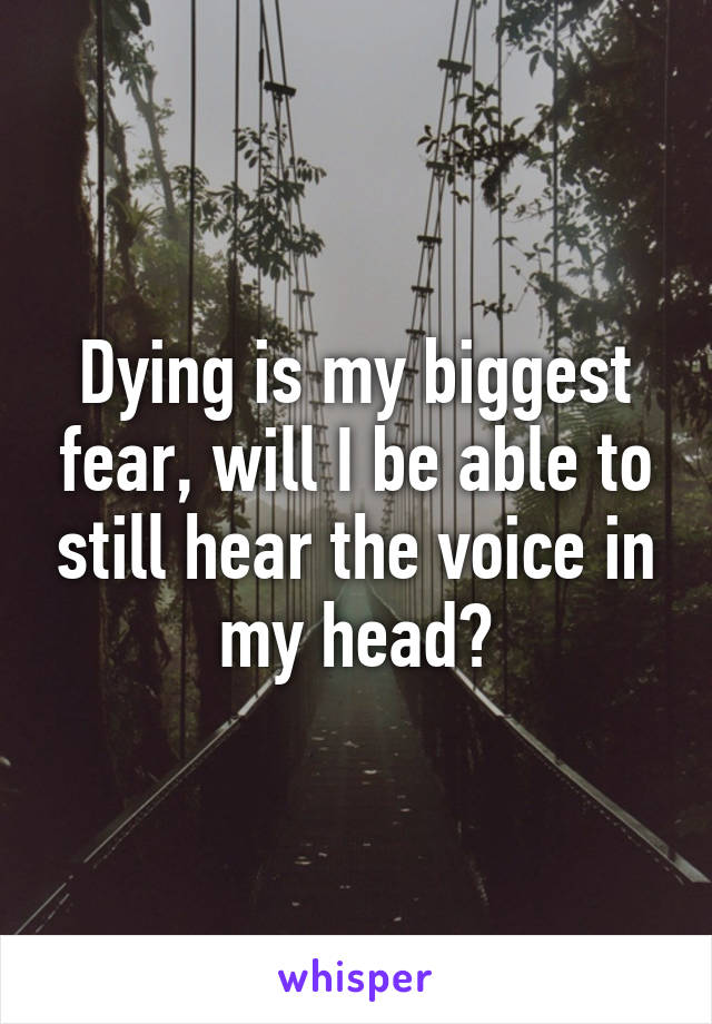 Dying is my biggest fear, will I be able to still hear the voice in my head?