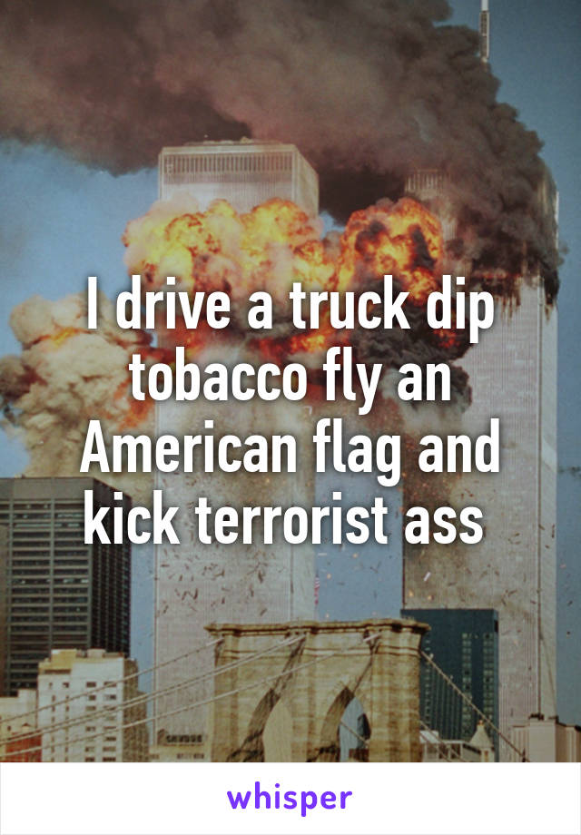 I drive a truck dip tobacco fly an American flag and kick terrorist ass 