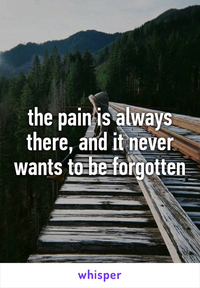 the pain is always there, and it never wants to be forgotten