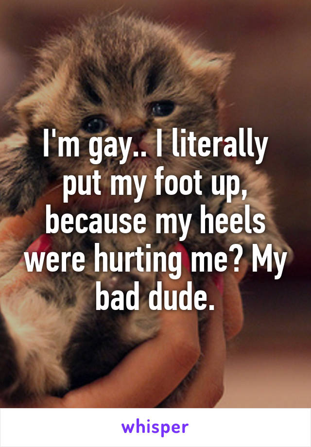 I'm gay.. I literally put my foot up, because my heels were hurting me? My bad dude.
