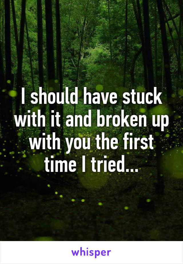 I should have stuck with it and broken up with you the first time I tried...
