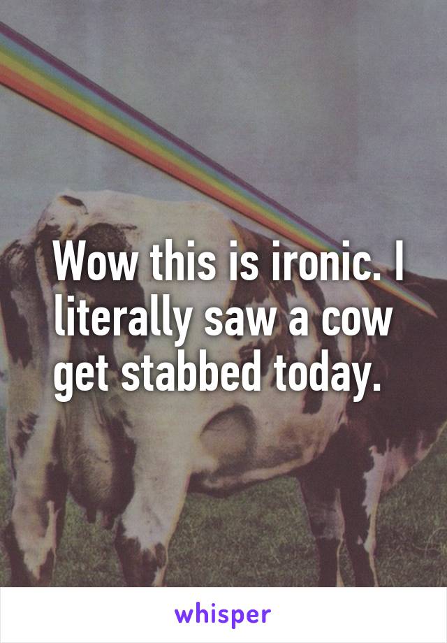  Wow this is ironic. I literally saw a cow get stabbed today. 