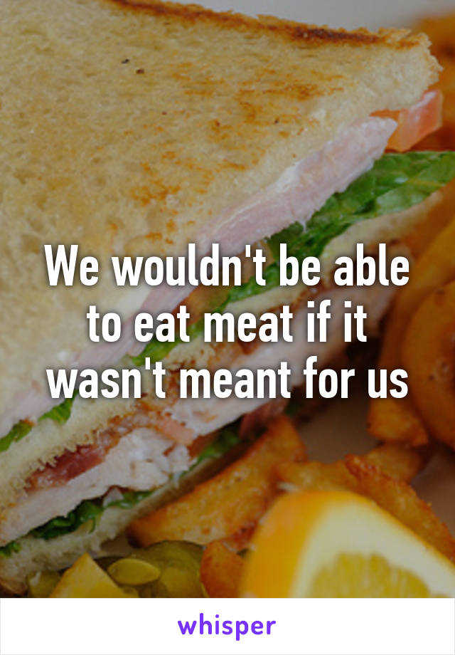 We wouldn't be able to eat meat if it wasn't meant for us