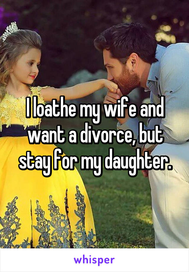 I loathe my wife and want a divorce, but stay for my daughter.