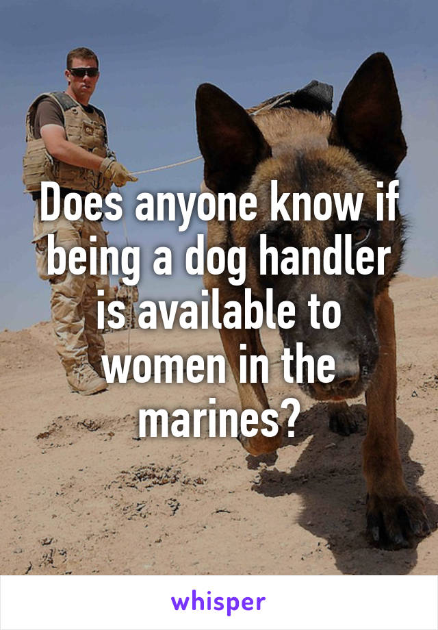Does anyone know if being a dog handler is available to women in the marines?