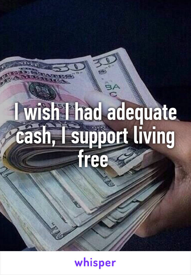 I wish I had adequate cash, I support living free 