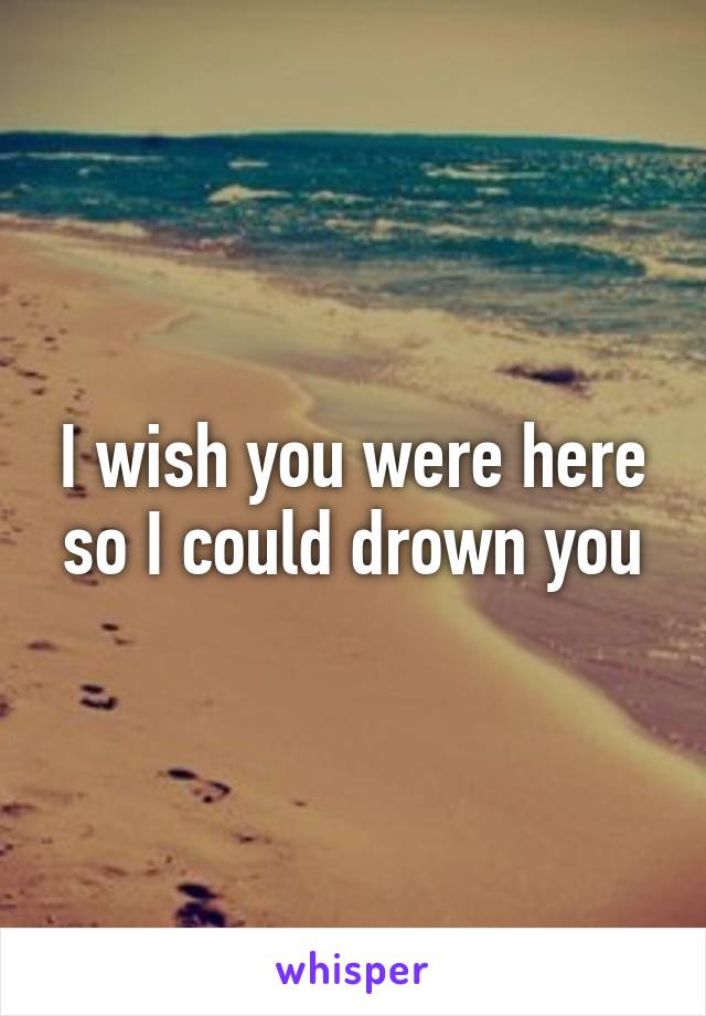 I wish you were here so I could drown you