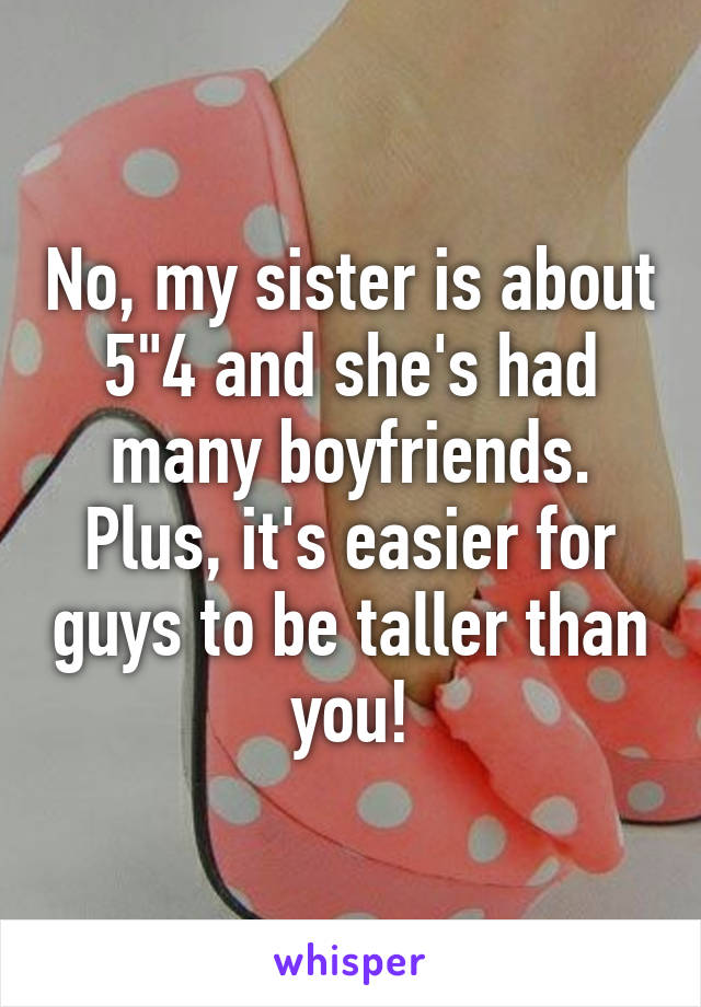 No, my sister is about 5"4 and she's had many boyfriends. Plus, it's easier for guys to be taller than you!