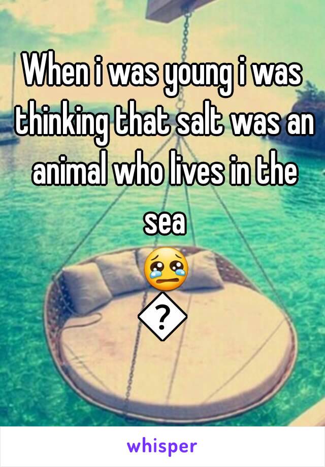 When i was young i was thinking that salt was an animal who lives in the sea 😢😢