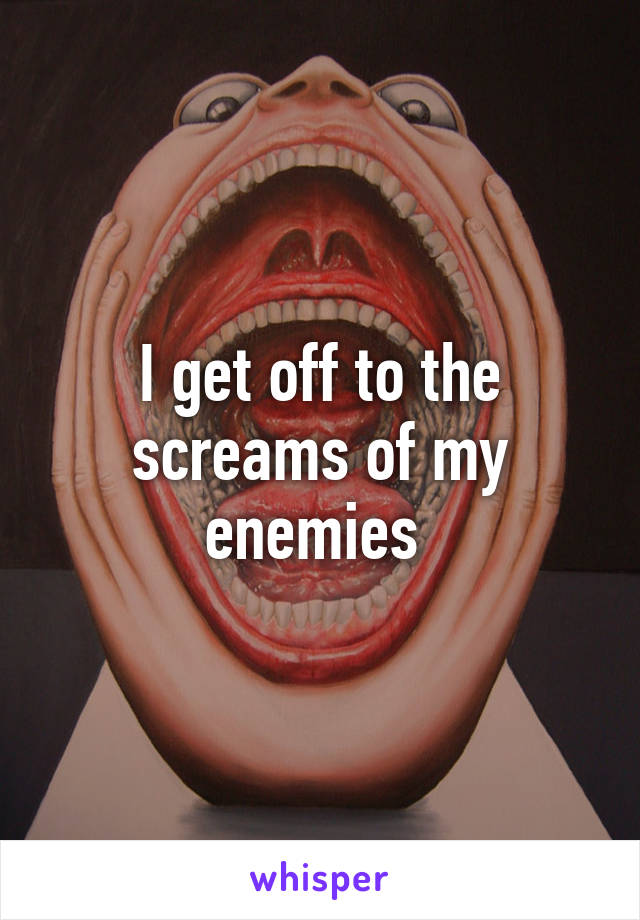 I get off to the screams of my enemies 