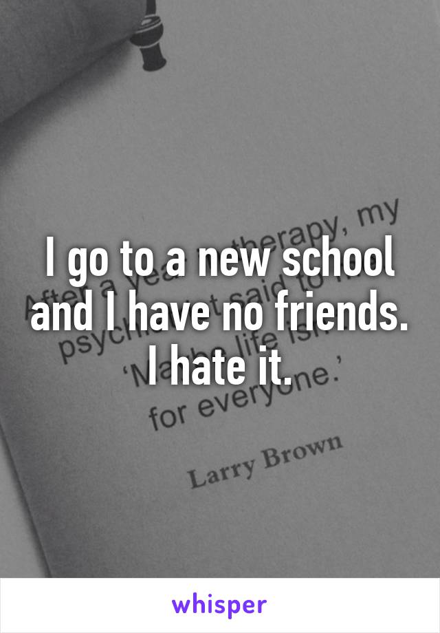 I go to a new school and I have no friends. I hate it.