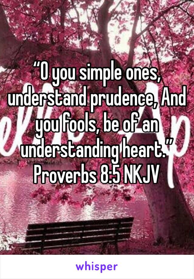 “O you simple ones, understand prudence, And you fools, be of an understanding heart.”
‭‭Proverbs‬ ‭8:5‬ ‭NKJV‬‬
