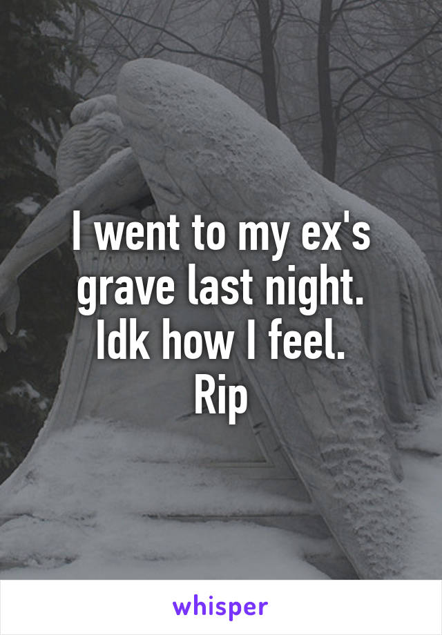 I went to my ex's grave last night.
Idk how I feel.
Rip