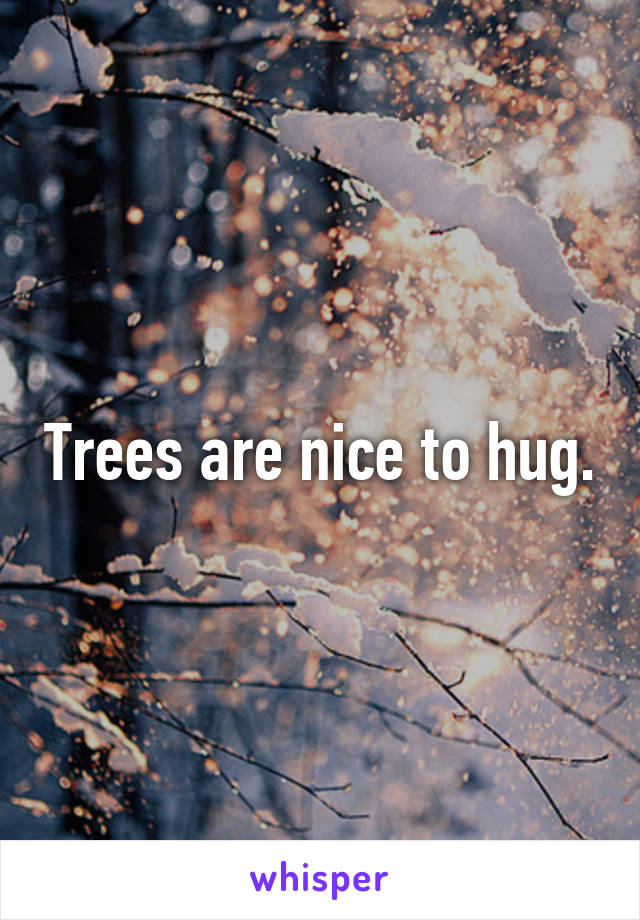 Trees are nice to hug.