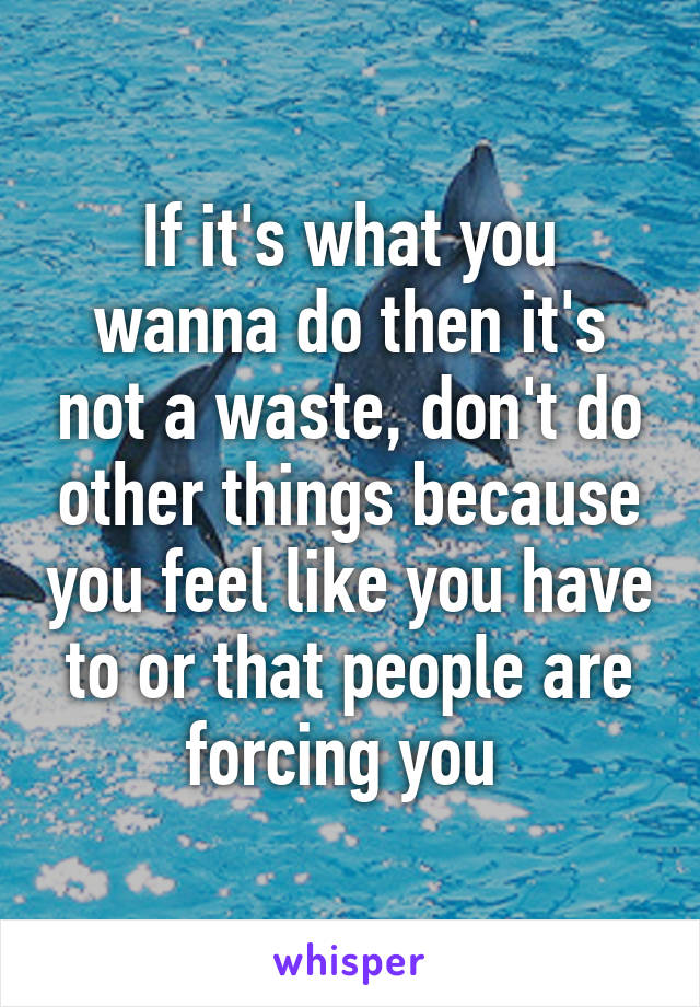If it's what you wanna do then it's not a waste, don't do other things because you feel like you have to or that people are forcing you 
