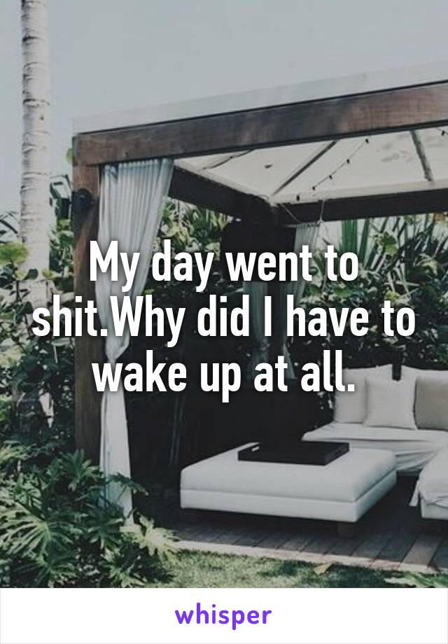 My day went to shit.Why did I have to wake up at all.