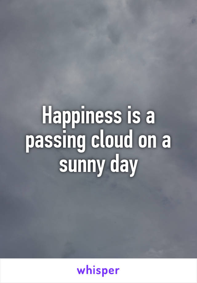 Happiness is a passing cloud on a sunny day